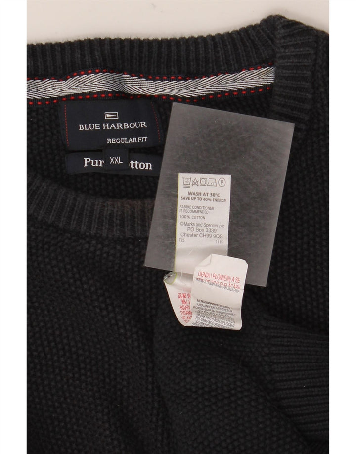 Marks & Spencer Herre Blue Harbor Crew Neck Jumper Sweater 2XL Navy Blue