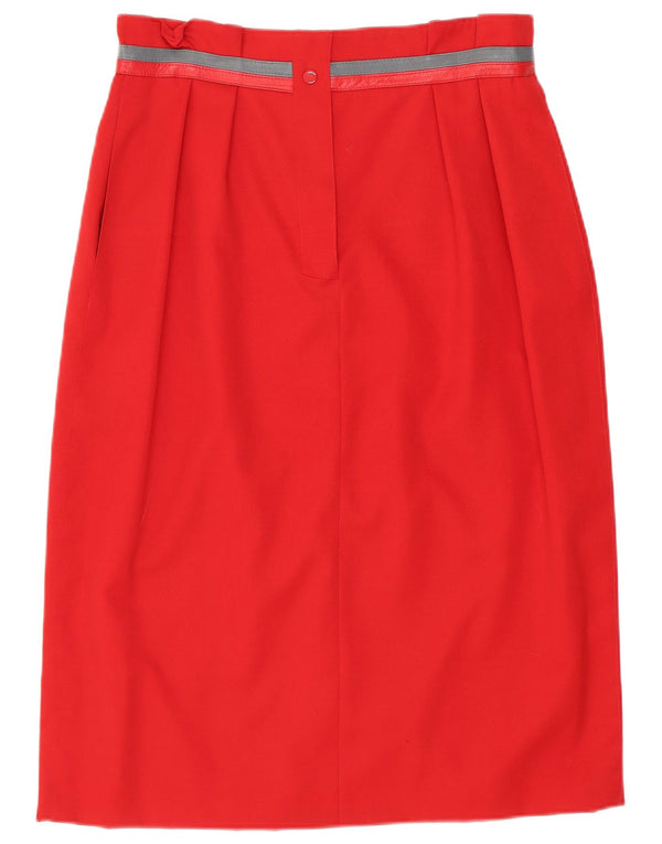 De Pletrl Womens High Waist Pencil Skirt IT 44 Medium W26 Red Virgin Wool