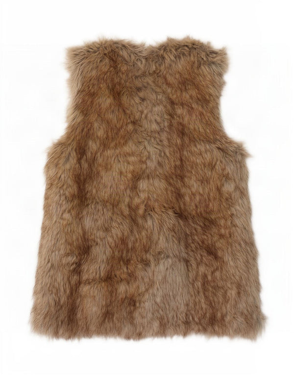 Zara Dame Trafaluc Faux Fur Gilet UK 12 Medium Beige Akryl