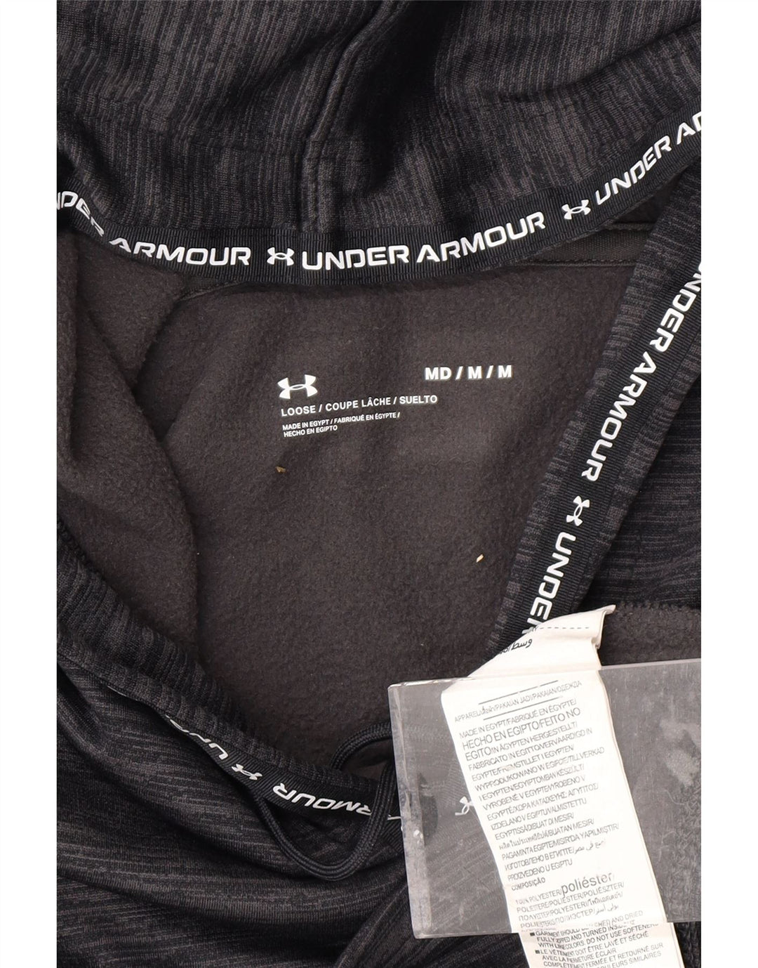 UNDER ARMOUR Dame Crop Hoodie Jumper UK 14 Medium Grey Flecked Polyester