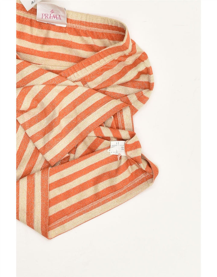 VINTAGE Womens Pencil Skirt IT 44 Medium W27 Orange Striped Viscose | Vintage Vintage | Thrift | Second-Hand Vintage | Used Clothing | Messina Hembry 