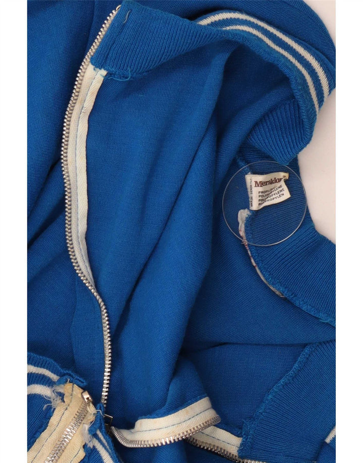 Vintage herre cardigan sweater med fuld lynlås, stor blå polyethylen