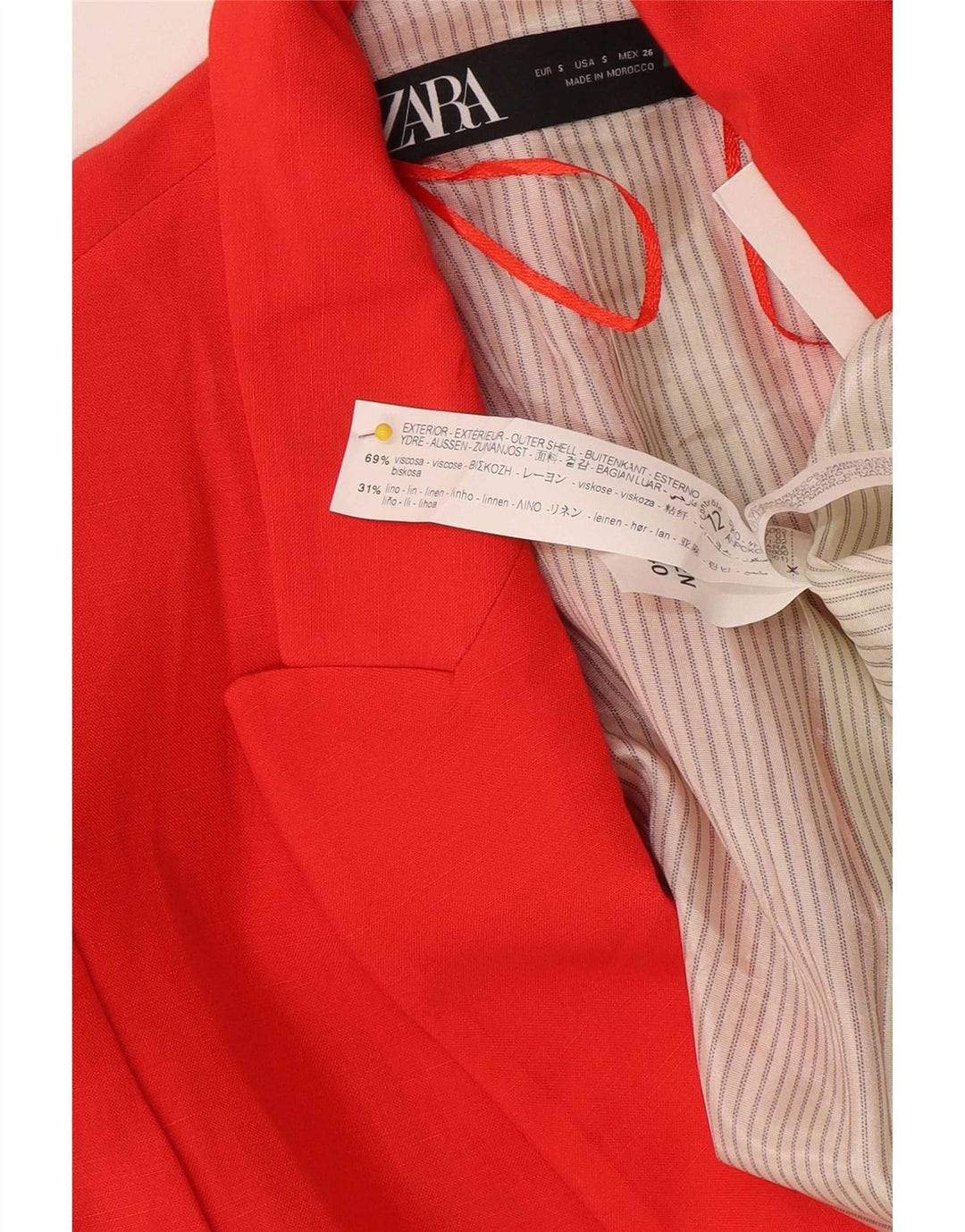 Zara Dame Loose Fit Blazer Jacket UK 10 Small Red Viscose