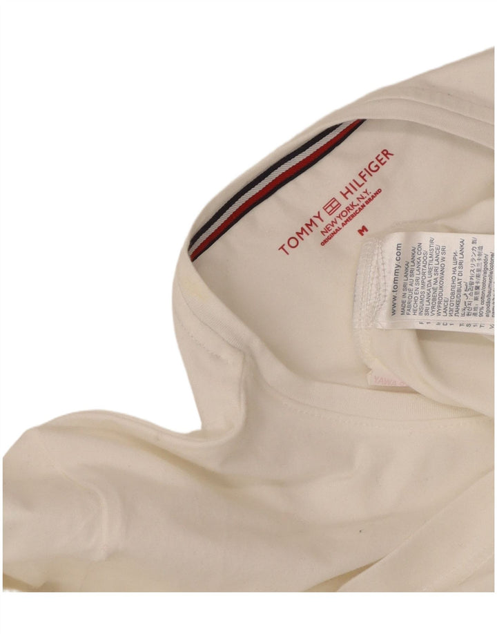 TOMMY HILFIGER T-shirt top til kvinder UK 14 Medium hvid bomuld