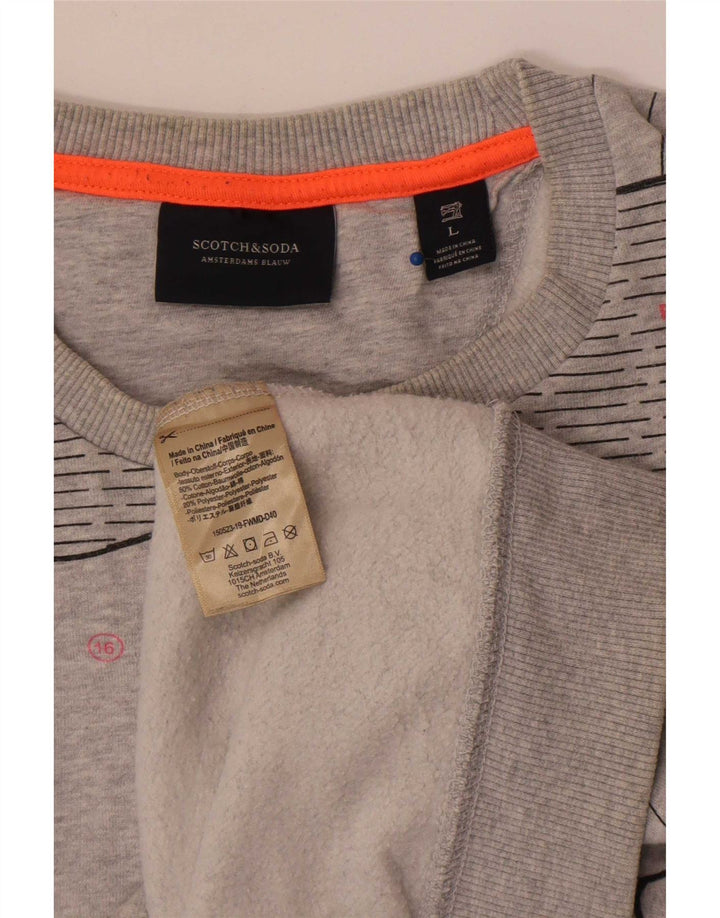 Scotch & Soda mænd abstrakt mønster sweatshirt jumper stor grå bomuld