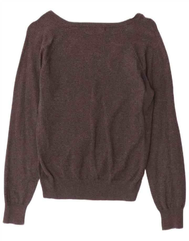 Zara Dame V-hals sweater UK 12 Medium Grå Bomuld