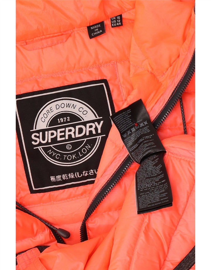 Superdry Polstret hættejakke til kvinder UK 16 Large Pink Polyester