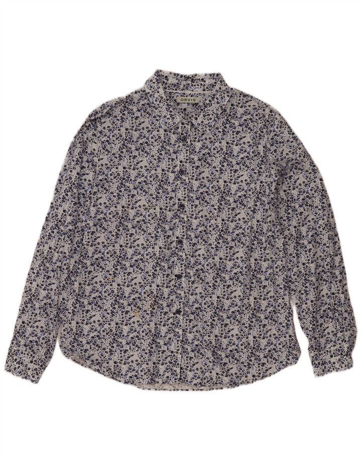 Orvis Womens Shirt UK 14 Large Blue Floral Cotton