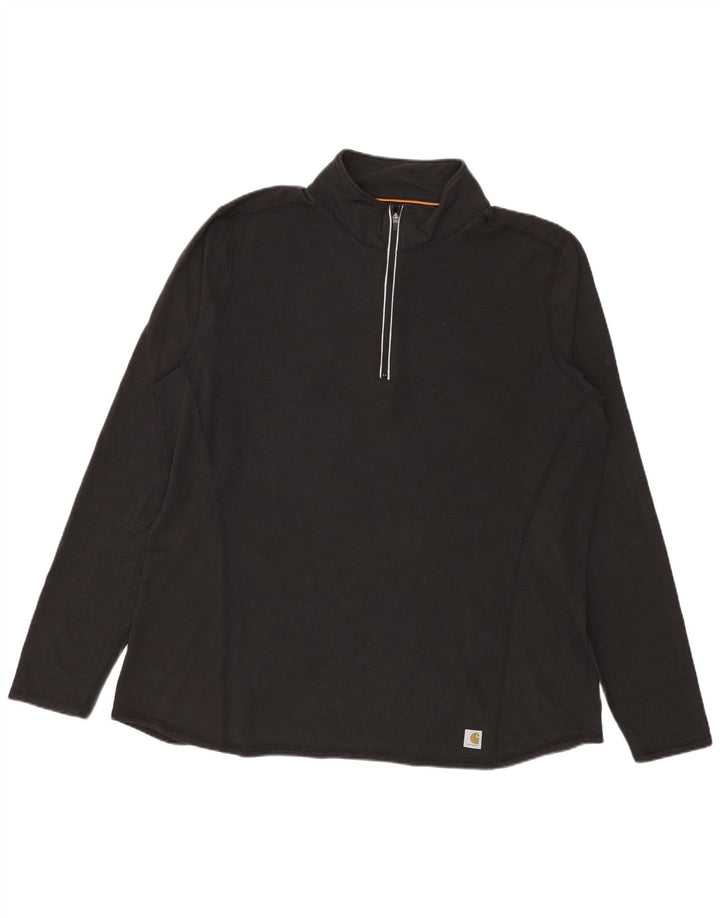 Carhartt Kvinders Zip Neck Top Langærmet US 16/18 XL Sort Polyester