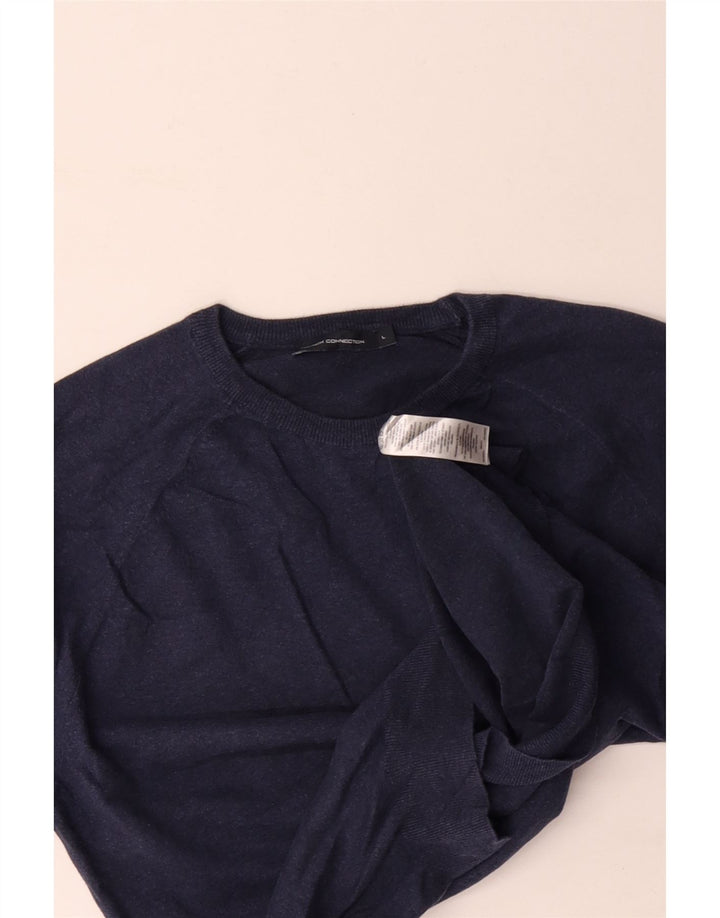 FRANSK FORBINDELSE Herre Crew Neck Jumper Sweater Stor Marineblå Bomuld