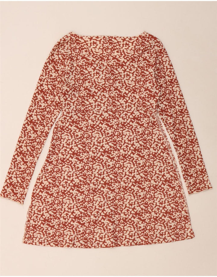 Topshop Kvinder Abstrakt A-Line Kjole UK 12 Medium Maroon