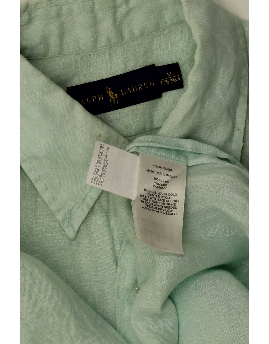 Ralph Lauren Herre kortærmet skjorte mellemgrøn hør