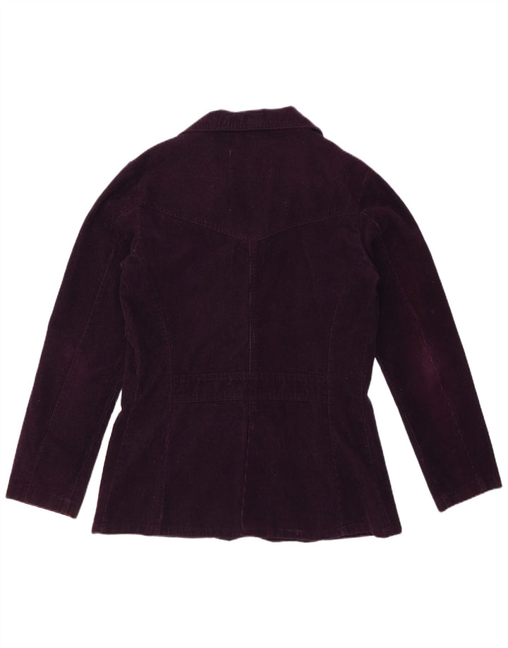 ROCKY Dame 5-knaps Corduroy Blazer Jakke UK 14 Medium Lilla Bomuld