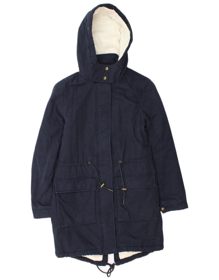Marks & Spencer Herre Oversized Hooded Parka Jacket UK 8 Small Navy Blue