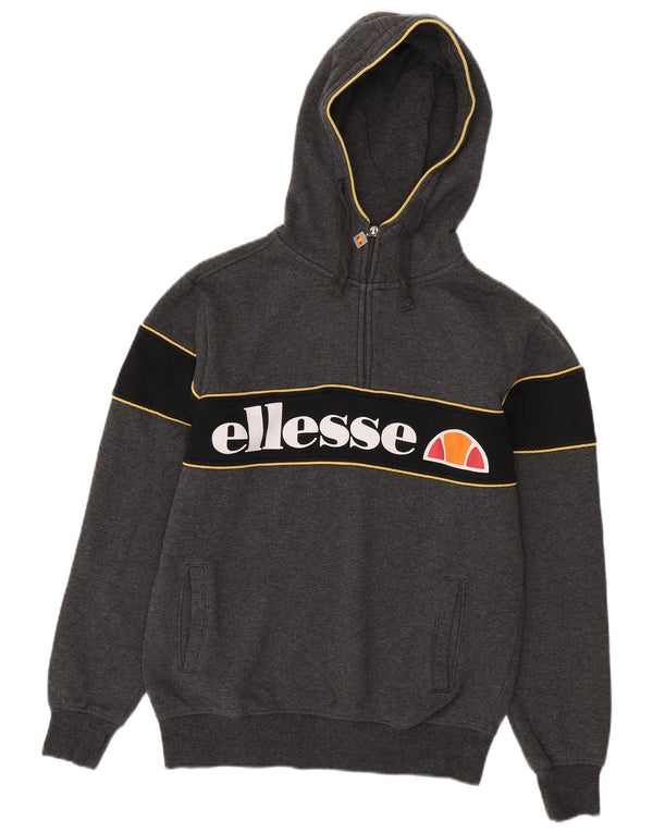 Ellesse Herre grafisk lynlås hættetrøje Jumper Medium Grå Colourblock Bomuld