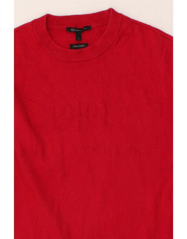 ARMANI EXCHANGE Herre grafisk rund hals sweater stor rød bomuld