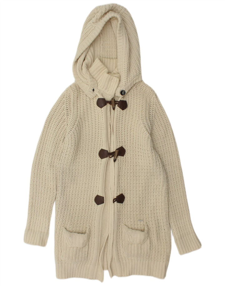 WOOLRICH Womens Oversized Longline Cardigan Sweater UK 10 Small Off White