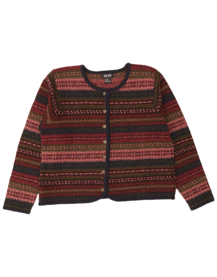 Vintage dame cardigan sweater UK 14 Medium Flerfarvet Fair Isle Wool