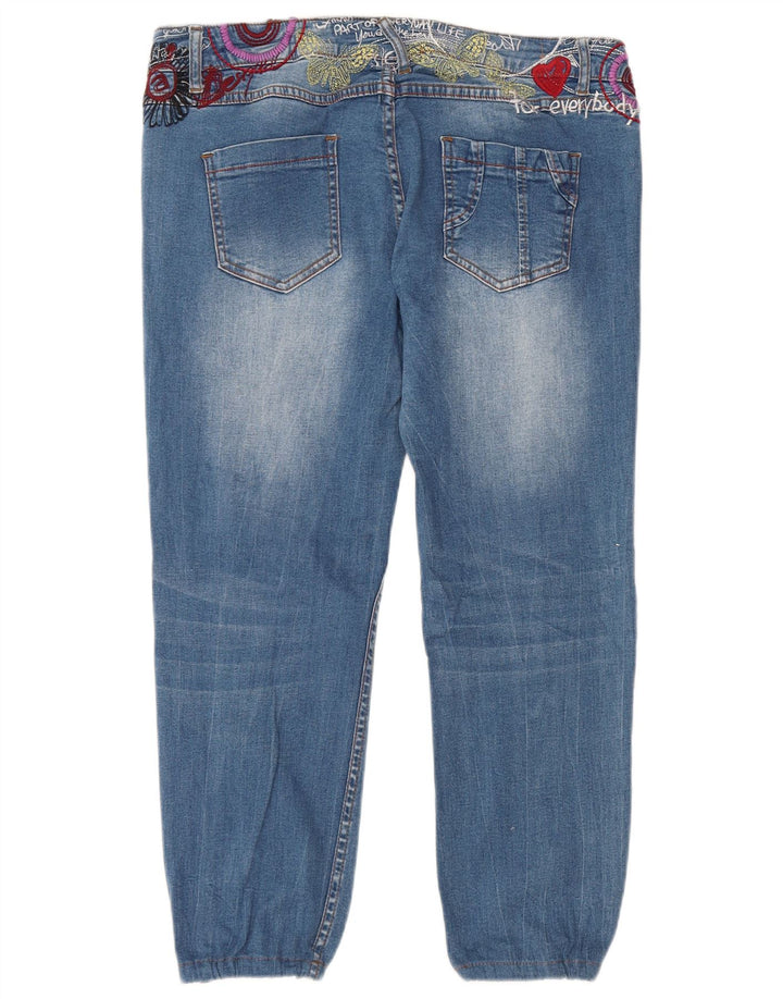 DESIGUAL Herre cropped jeans W36 L24 Blue Floral