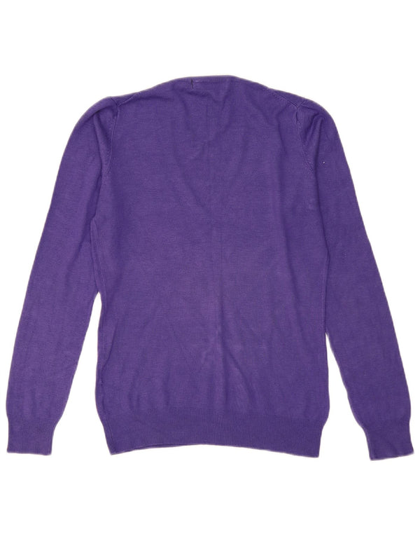 Zara Dame V-hals sweater UK 12 Medium Lilla Viscose