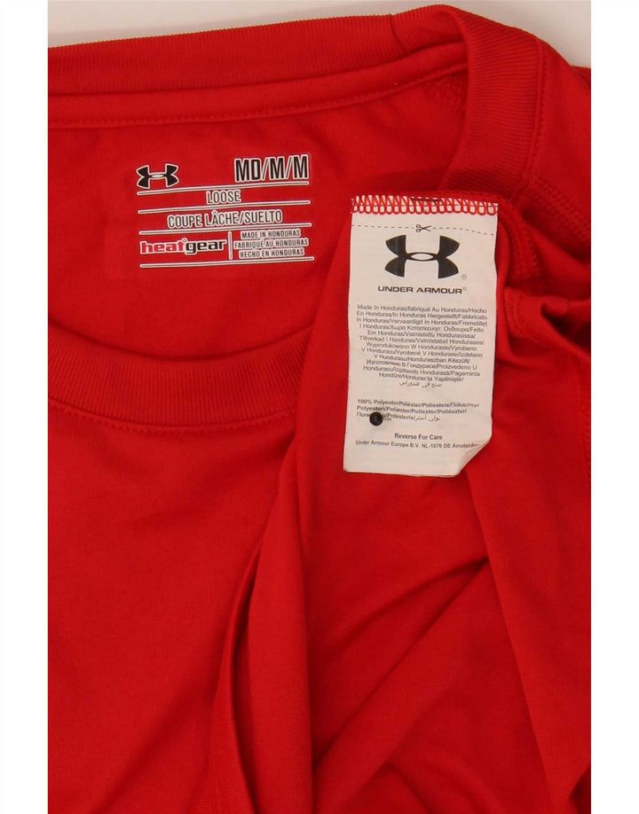Under Armour Herre Heat Gear T-Shirt Top Medium Rød Polyester