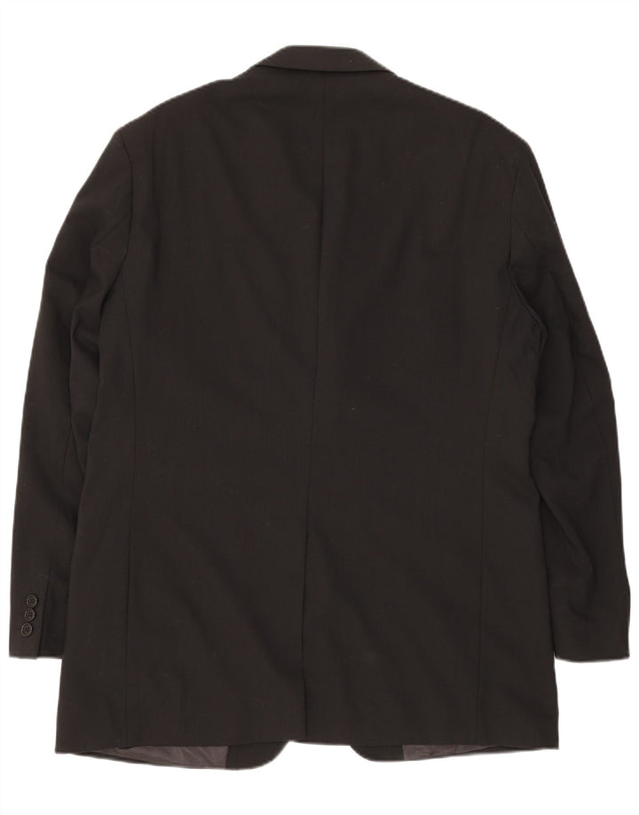 Marks & Spencer Herre 3 Button Blazer Jacket UK 42 Large Black New Wool