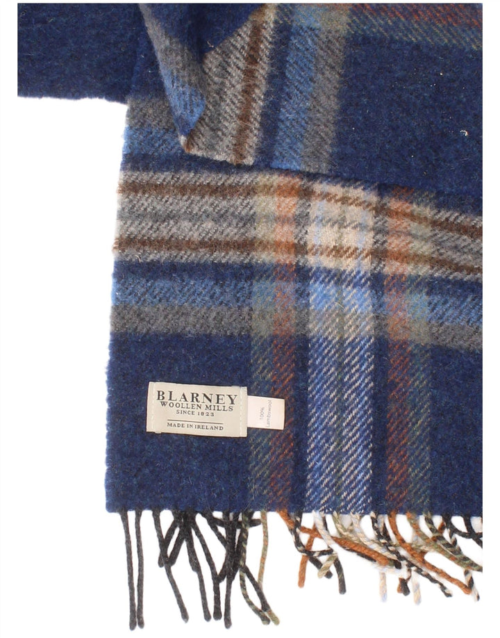Blarney herre rektangel halstørklæde One size blå plaid lammeuld Classic