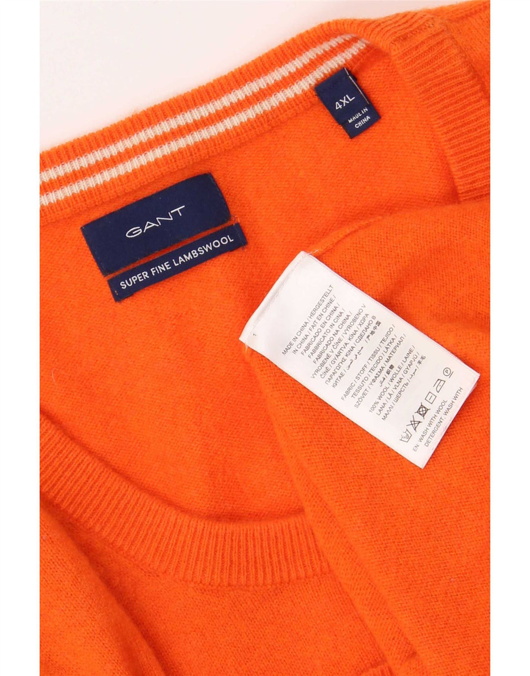 Gant Herre Crew Neck Jumper Sweater 4XL Orange lammeuld