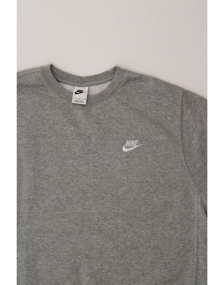 NIKE Sweatshirt til mænd, stor grå bomuld