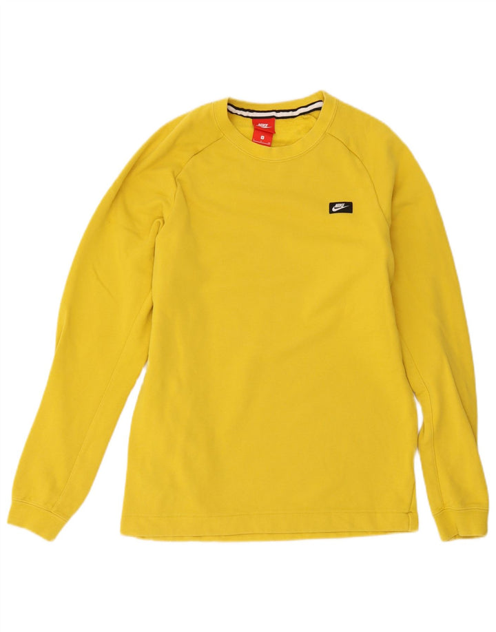 Nike Mens Sweatshirt Jumper Small Yellow Cotton