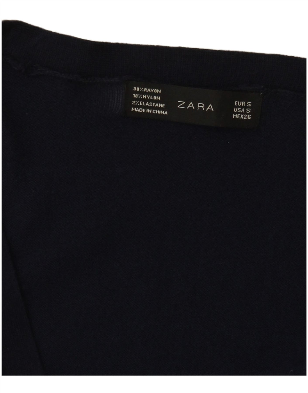 Zara Dame Cardigan Sweater UK 10 Small Navy Blue Rayon