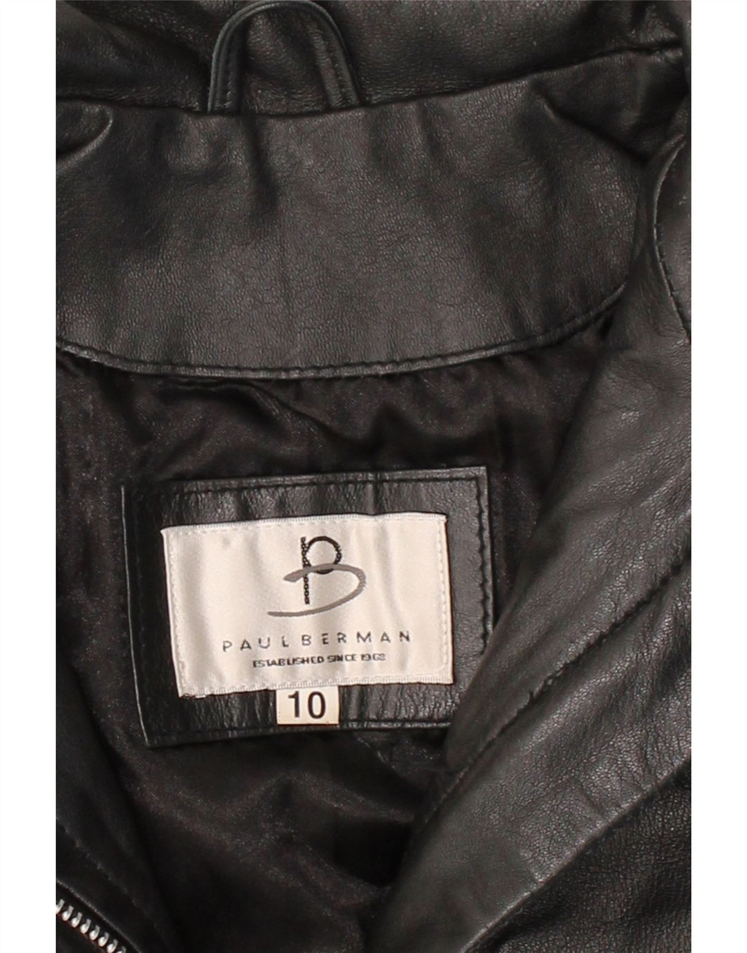 PAUL BERMAN Womens Leather Coat UK 10 Small Black Leather