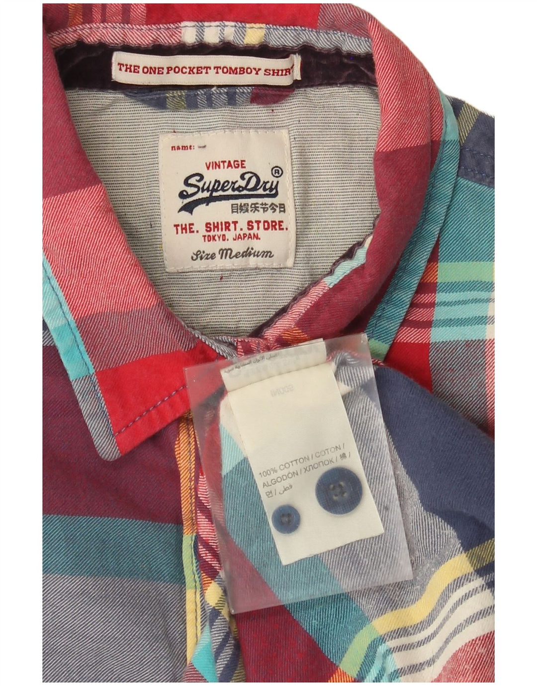 Superdry Flanelskjorte til kvinder UK 14 Medium Flerfarvet ternet bomuld