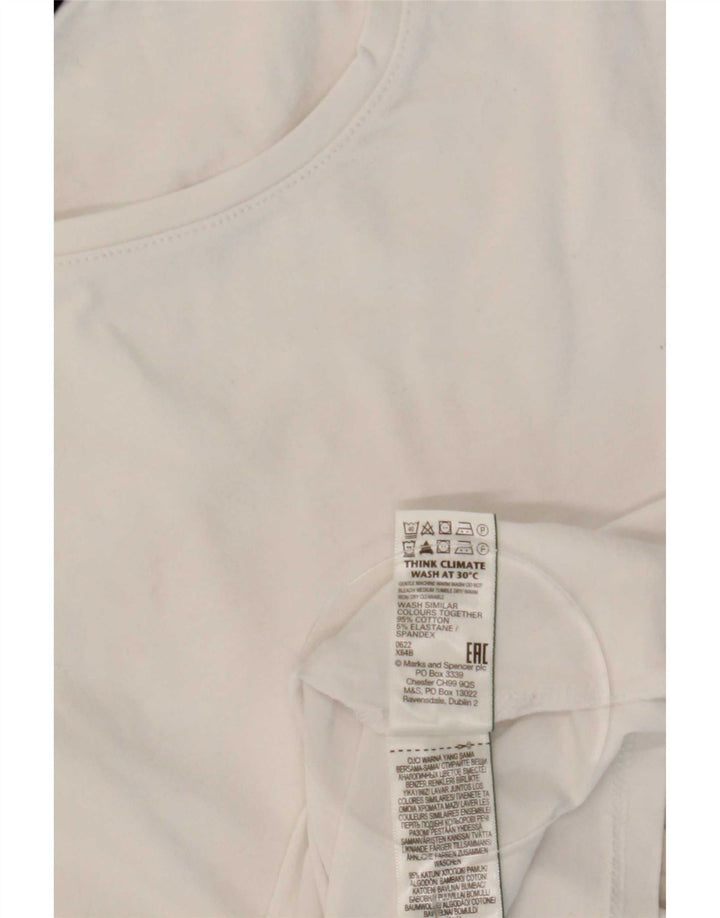 Marks & Spencer Dametop Langærmet UK 12 Medium Hvid Bomuld