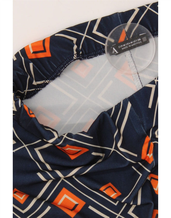 Zara Dame Flare Bukser Medium W28 L32 Navy Blue Geometric