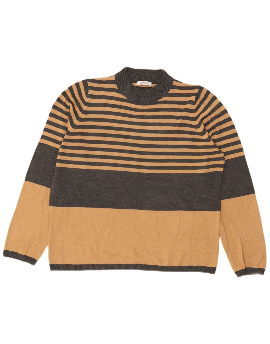 Marks & Spencer Dame sweater med rund hals DK 16 Stor grå stribet