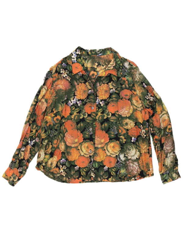 Vintage dameskjorte UK 16 Large Orange Floral