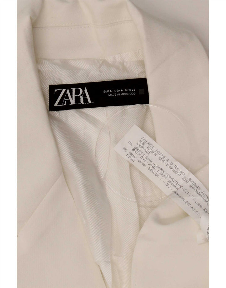Zara Dame 1 Knap Blazer Jacket UK 14 Medium White Polyester