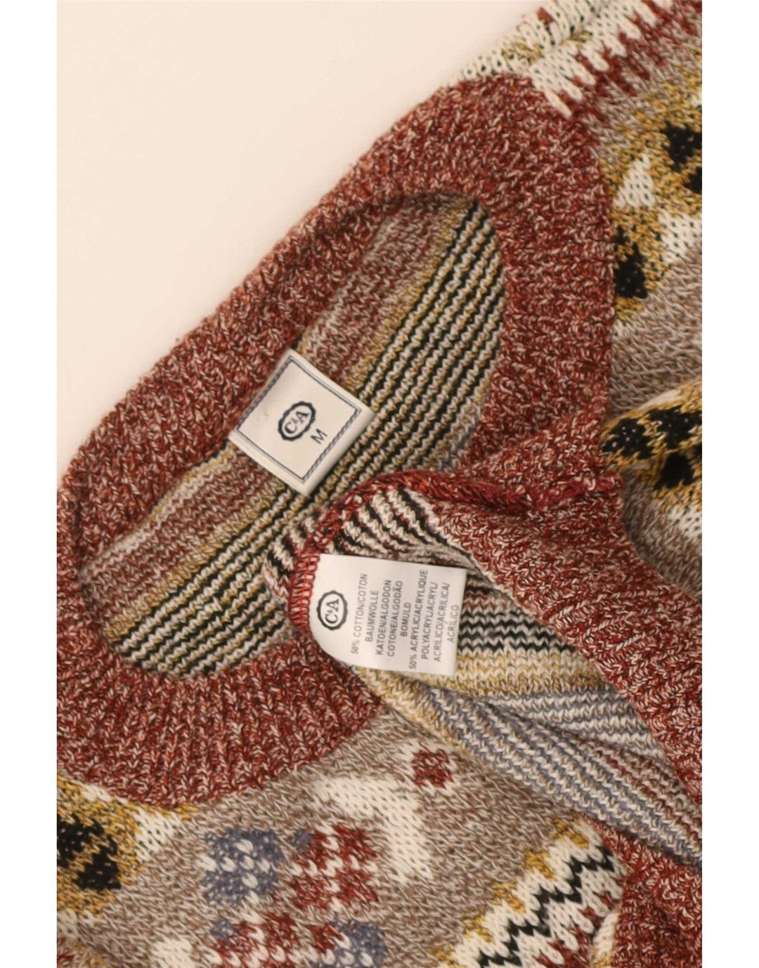 C & A Dame sweater med rund hals DK 14 Medium Flerfarvet Fair Isle