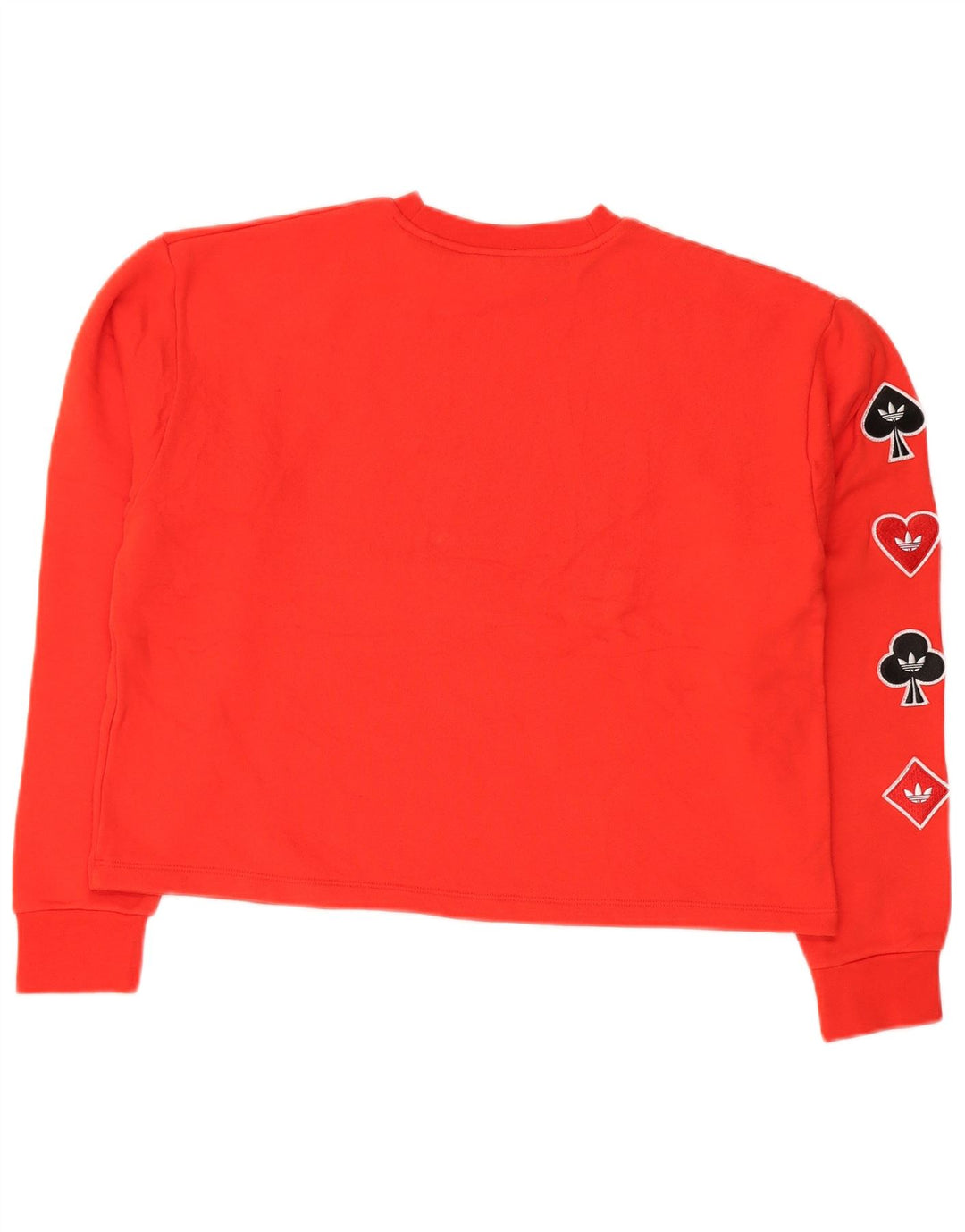 Adidas Womens Crop Graphic Sweatshirt Jumper UK 16 Large Red Bomuld