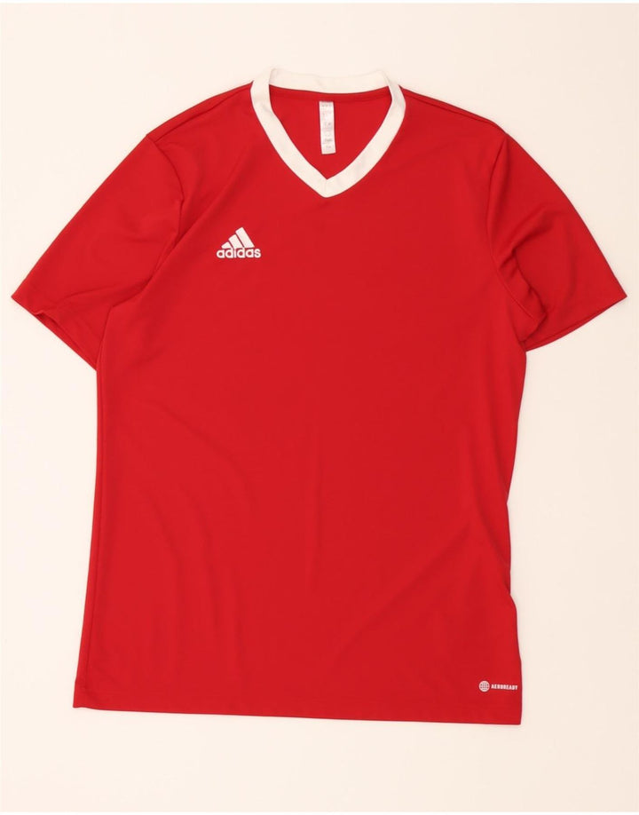 ADIDAS Mens Aeroready T-Shirt Top Large Red Polyester Vintage Adidas and Second-Hand Adidas from Messina Hembry 