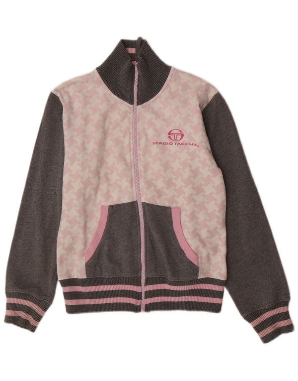 Sergio Tacchini Dame træningsdragt Topjakke UK 14 Medium Grey Houndstooth