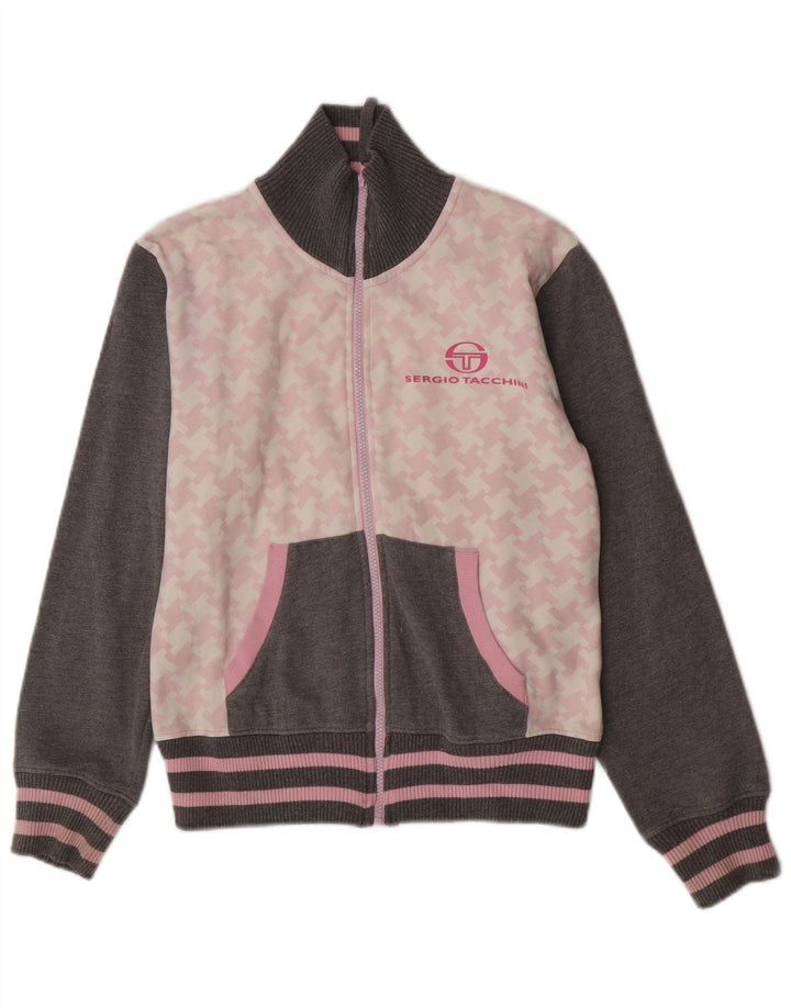 Sergio Tacchini Dame træningsdragt Topjakke UK 14 Medium Grey Houndstooth