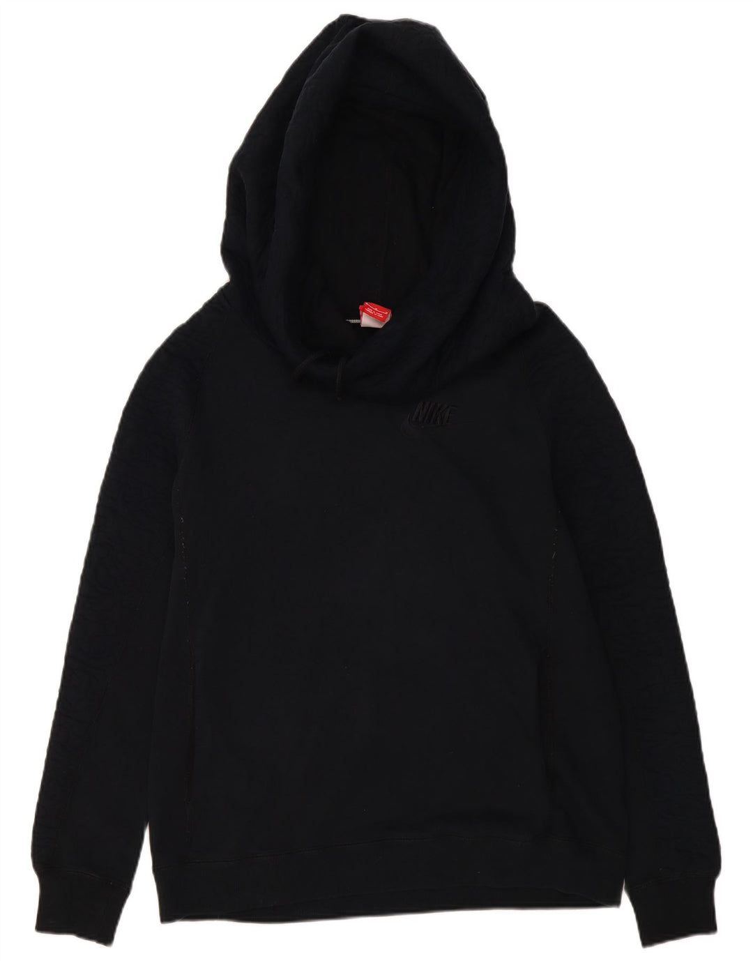 Nike Dame Oversized Hoodie Jumper UK 14 Medium Sort Bomuld