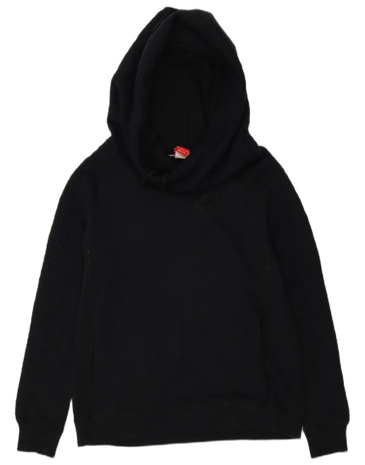 Nike Dame Oversized Hoodie Jumper UK 14 Medium Sort Bomuld