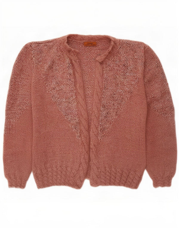 Vintage Dame Oversized Open Cardigan Sweater UK 18 XL Pink Flecked