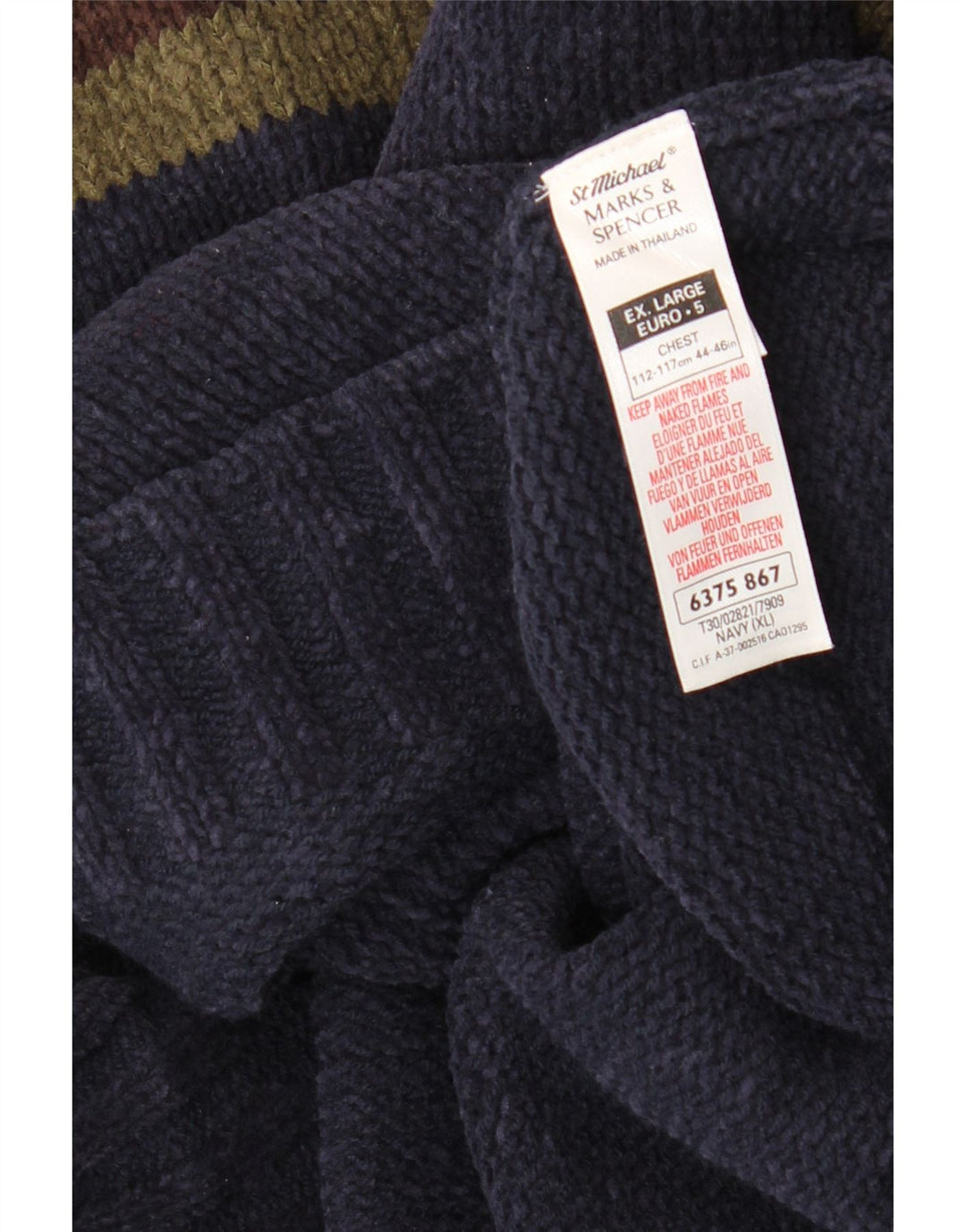 Marks & Spencer Herre Turtle Neck Jumper Sweater XL Navy Blue Colourblock