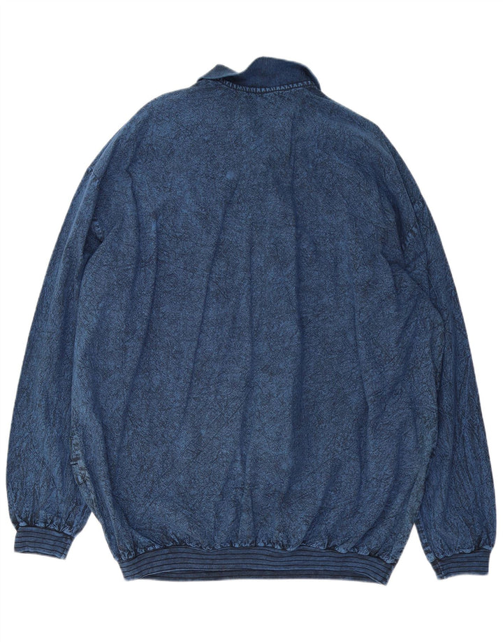 Vintage Polo-hals sweatshirt til mænd 2XL marineblå