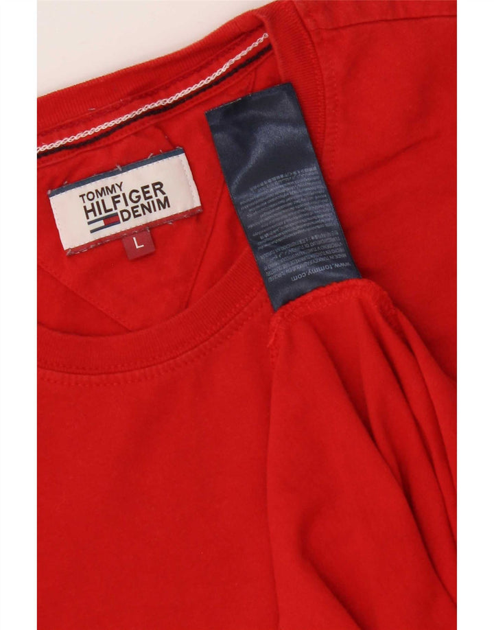 Tommy Hilfiger Herre T-Shirt Top Stor Rød Bomuld
