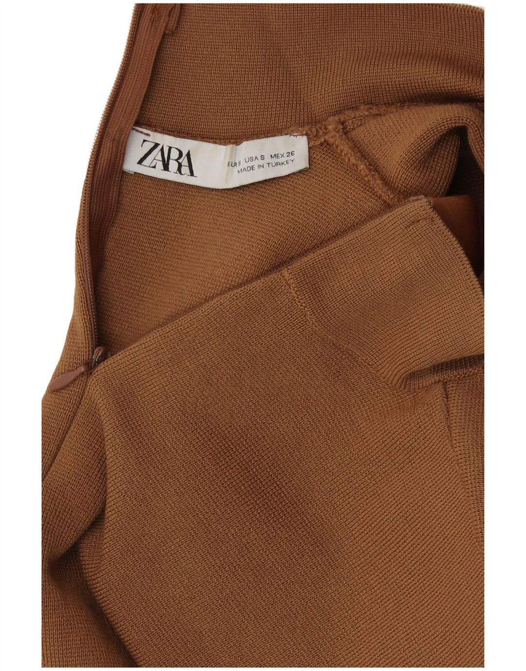 Zara Womens Crop Bluse Top UK 8 Small Brown Viscose